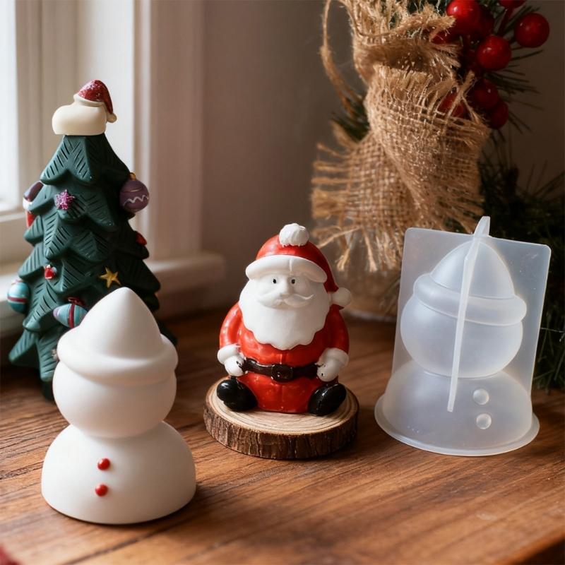 Santa/Snowman Figure Silicone Mold For Handmade Candle Soap Making Christmas Theme Candle Silicone Mould For Epoxy Resin