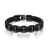 Custom Family Names Beads Bracelet Men Personalized Engraved Accessory Black Leather Stainless Steel Bangle Father's Day Gift