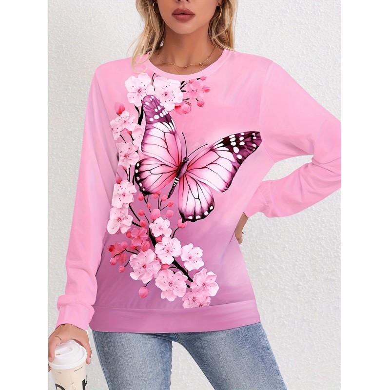 Womens Round Neck Pullover Sweatshirt With 3D Christmas Tree Print Casual Comfort Fit 2025