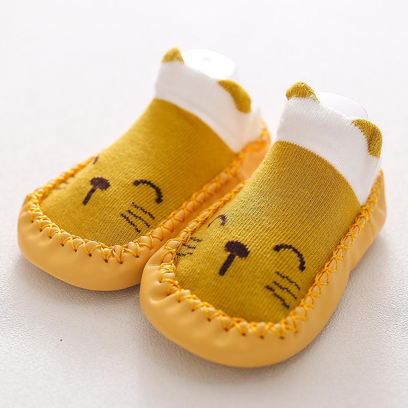 Fox Style Non-Slip Leather-Soled Toddler Floor Socks - Soft Baby Cartoon Shoe Socks
