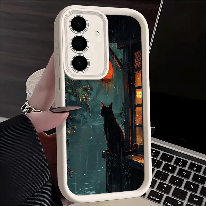 Phone Case for Samsung Galaxy S26 S25 Ultra S24 FE Healing Sense Cat Rain Shell S23 Plus S22 + S21 S20 5G Soft Silicone Funda