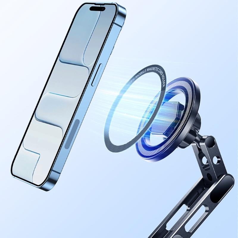 Aluminum Magnetic Phone Holder Anti Shake 360 Degree Rotating 1/4inch Screw Mount for Secure Phone Attachment Portable