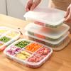 Transparent 4/6 Grids Storage Box Refrigerator Large Capacity Container Storage Box Frozen Meat Compartment Food Kitchen Tool