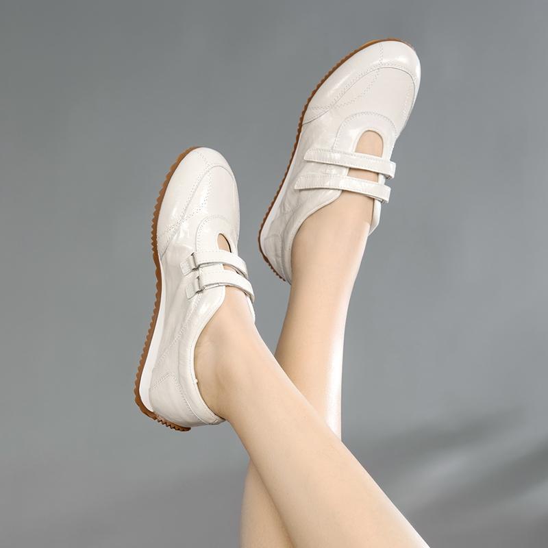 [Cowhide] French Style Double Strap Retro German Training Shoes
