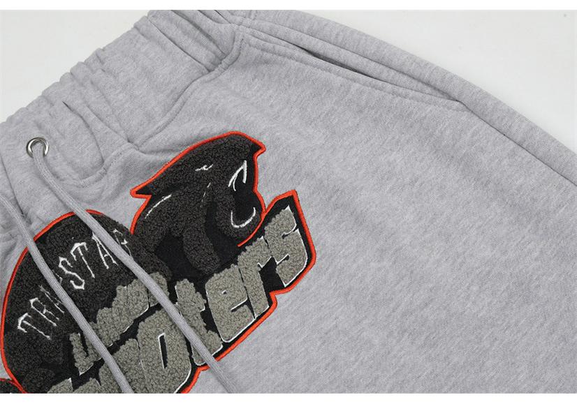Ensemble Décontracté Hoodie Rouge/Noir Tête de Tigre Brodé Homme & Couple Trapstar Européen & Américain avec Pantalon Long