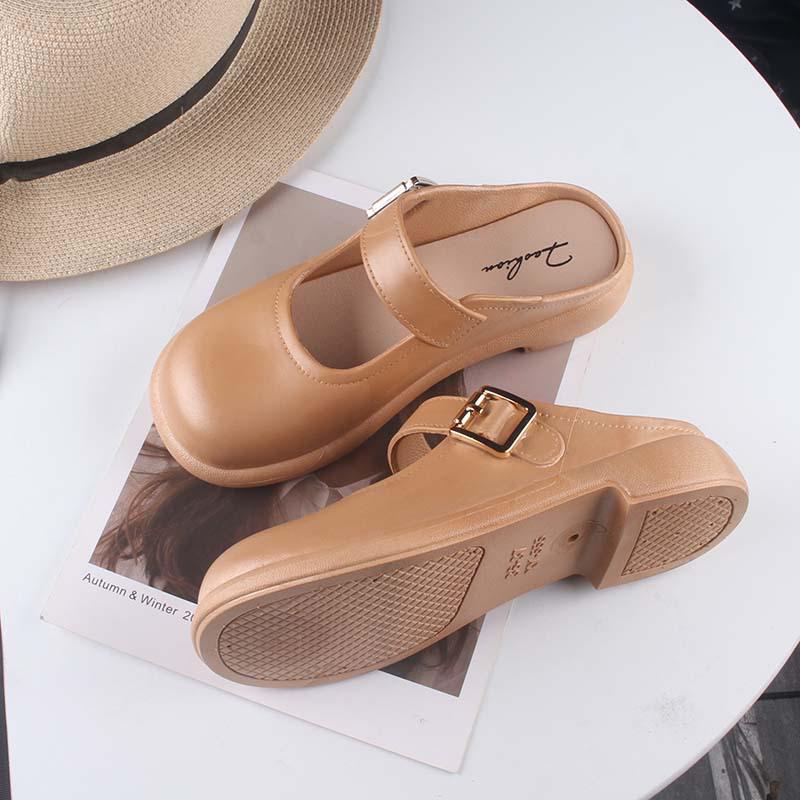 Schicke französische Ballerina-Hausschuhe für Damen mit dicker Sohle, höhenverstärkende Retro-Mary-Jane-Sandalen für den Sommer