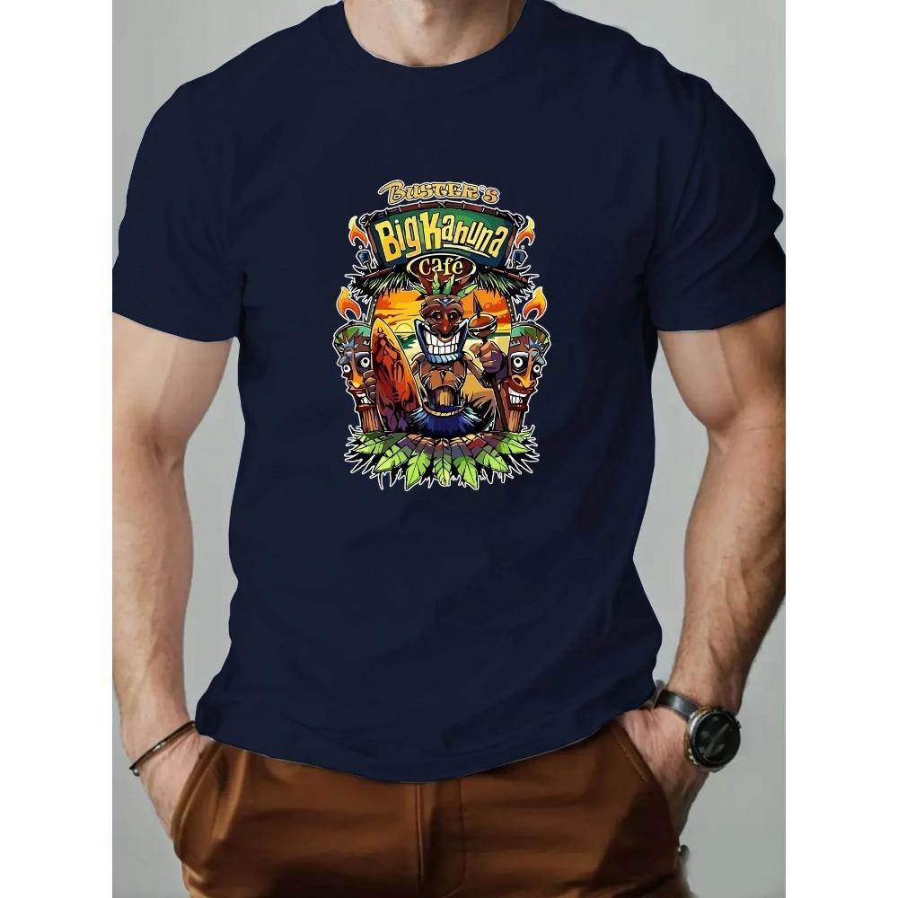 Men's T-Shirt 100% Cotton Tribe Cartoon Print Summer Oversized Round Neck Breathable Casual Short Sleeve Fashion T Shirt