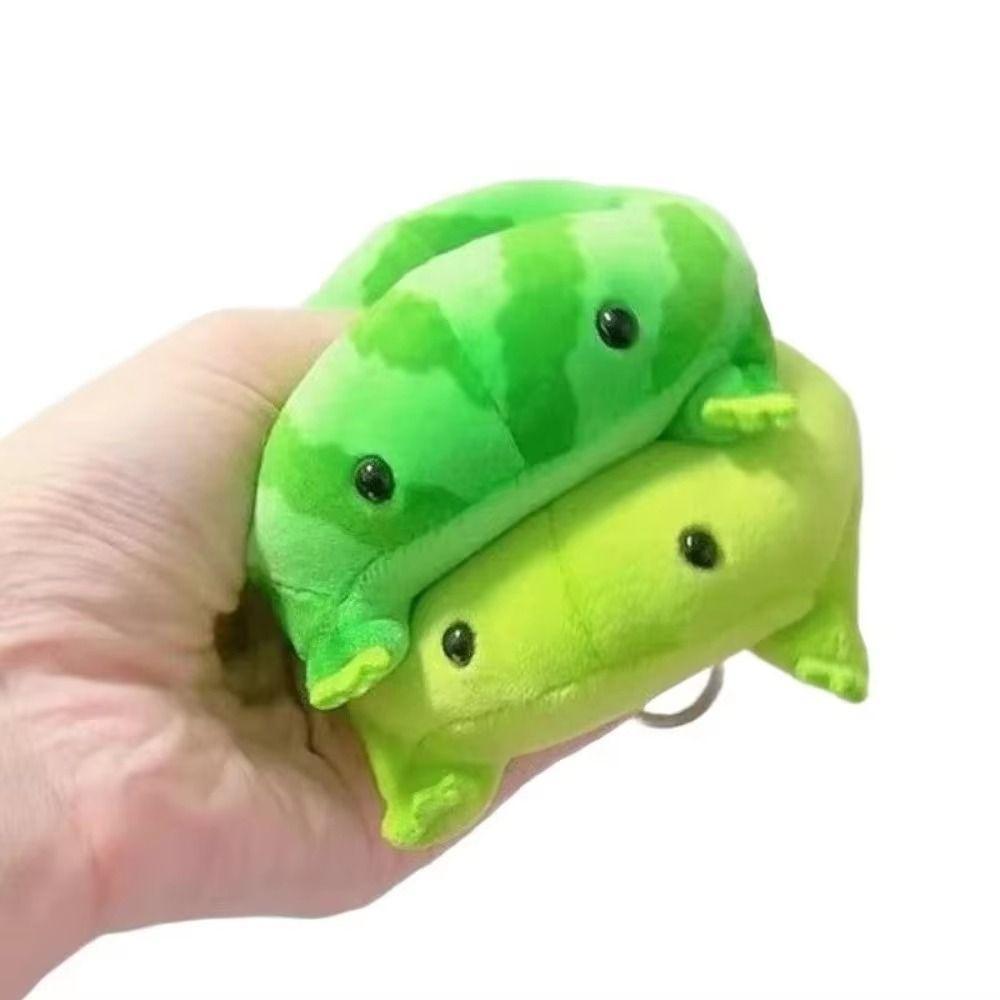 PP Cotton Green Frog Plush Toy Cartoon Style Stuffed Animal Doll Frog Plush Keychain Friends Gift