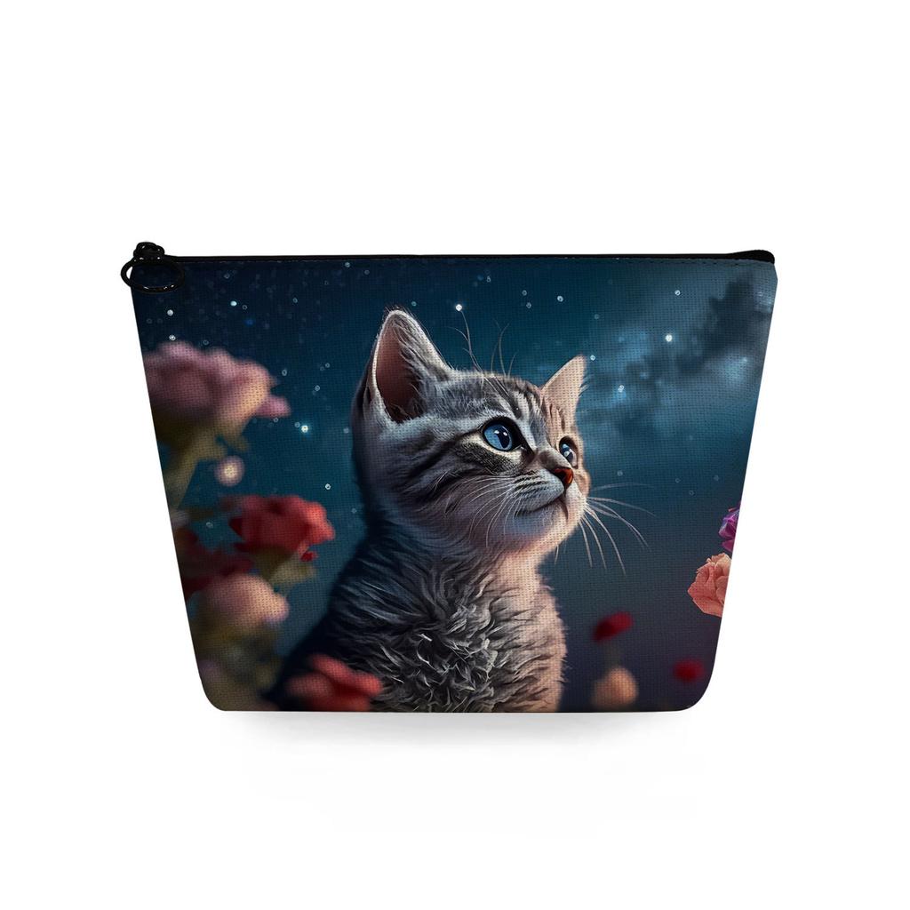 Women Cat Print Cosmetic Bag Toiletries Organize Travel Storage Case 6771
