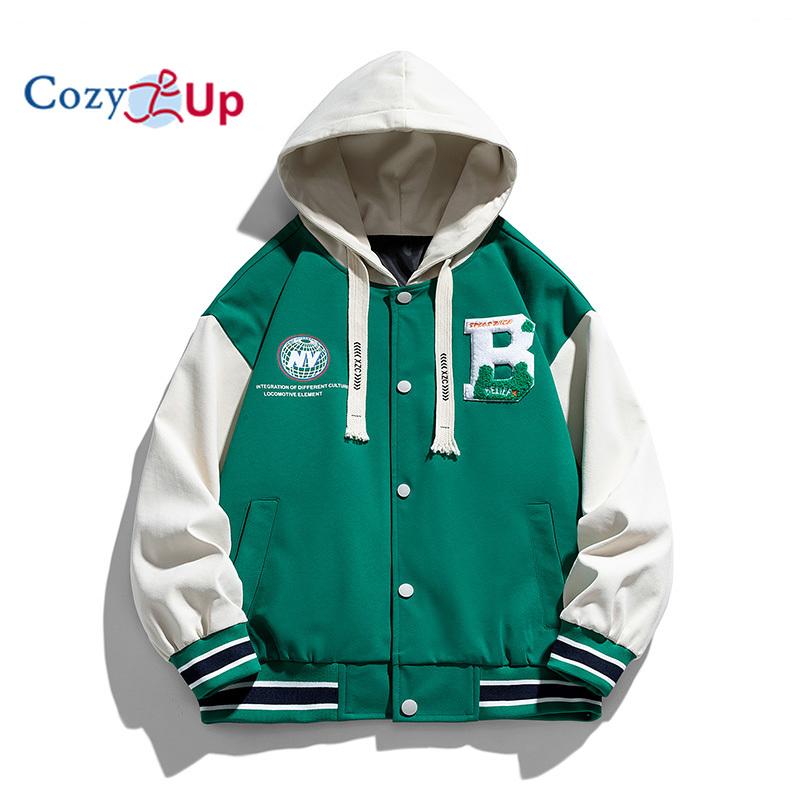 

Мужская бейсбольная университетская куртка Cozy Up с капюшоном, белая L зелёный