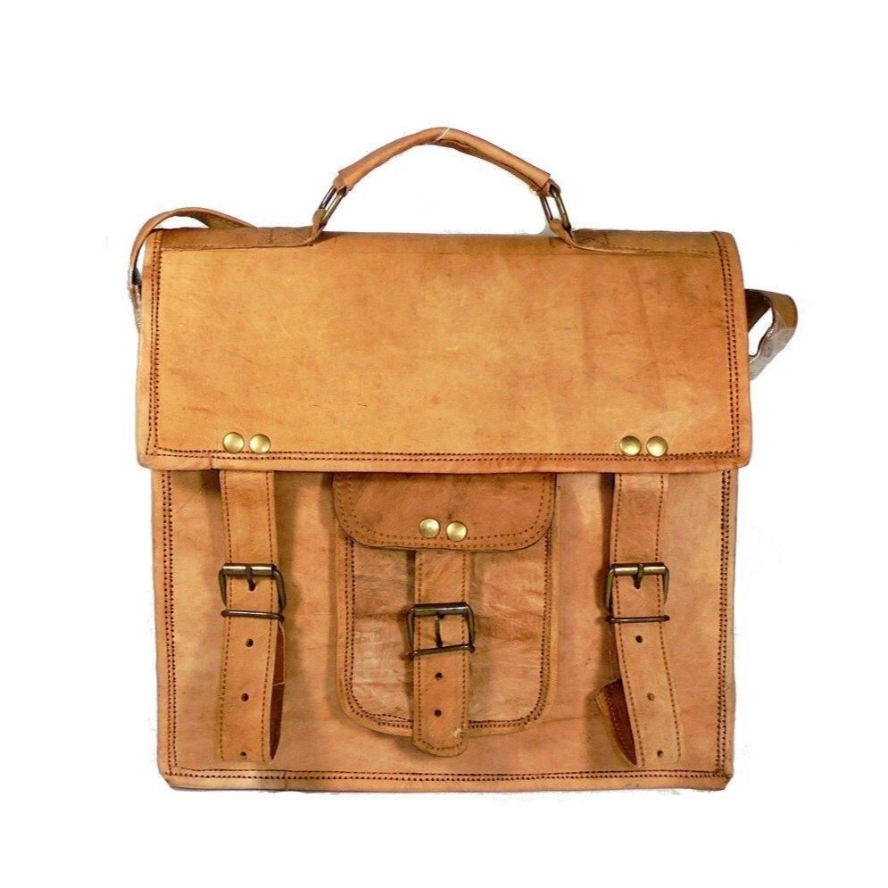 Men's Genuine Vintage Leather Messenger Laptop Briefcase Satchel Brown Bag