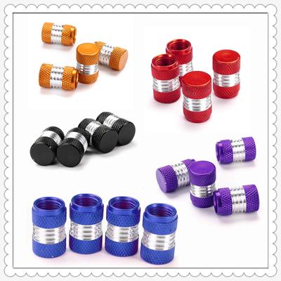 Lot de 4 bouchons de valve ronds en alliage d'aluminium, 6 couleurs, pour voiture, camion, roue, anti-poussière, noir/rouge/doré/vert/bleu/violet