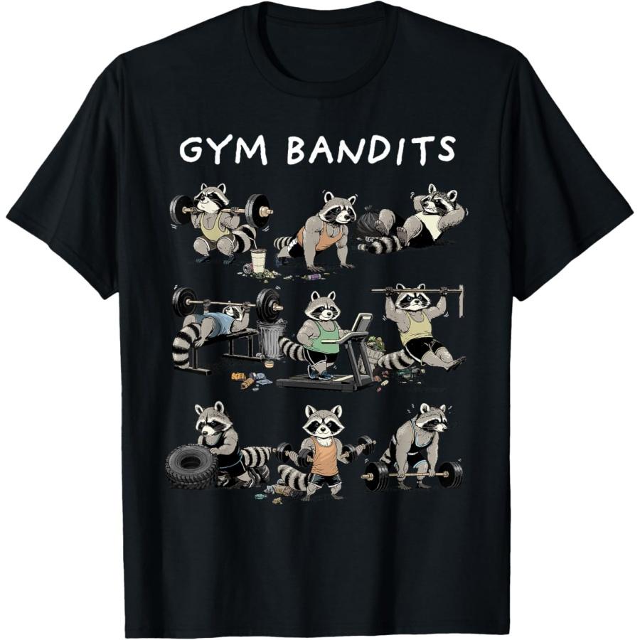 Raccoon Shirt Funny Fitness Gym Bandits Raccoon Workout T-Shirt XXXXXL чёрный