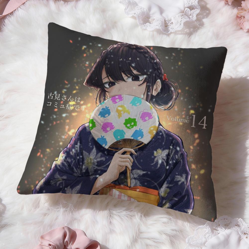 Anime Komi Cant CommunicateS Cushion Cover Premium Comfort Reversible Pillow Cove -Two in One Design for Any Room & Car Interior