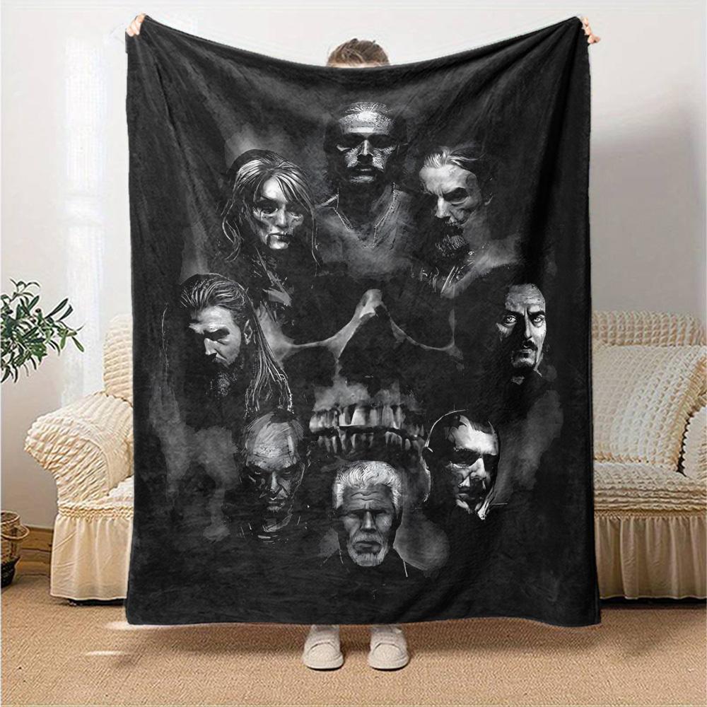 1pc Skull Faces Throw Blanket Soft Flannel, Cozy All Season Polyester Perfect for Home, Office
