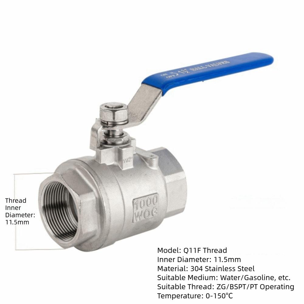 SS304 Stainless Steel Ball Valve 1/2" 3/4" 1" 1/4" 3/8 Female Valve New Full Port Ball Valve