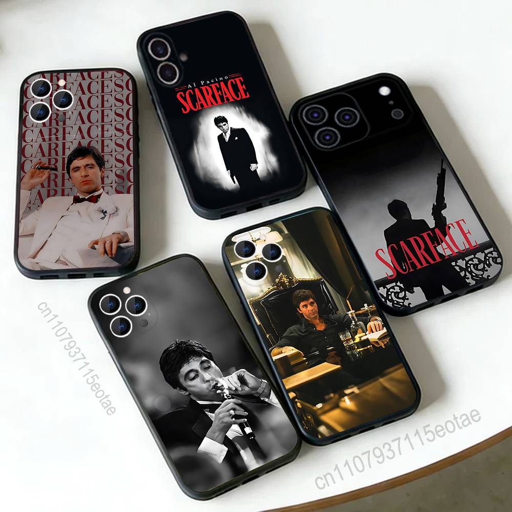 S-Scarfaces Tony M-Montana Phone Case For iPhone 17,16,15,14,13,12,11,Pro,Max,Plus,E,Air,Mini Protective Black Cover