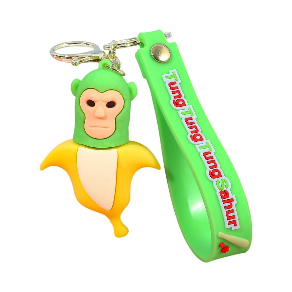 Shanhaijing Keychain Abstract Design Wooden Stick Human Curiosity Hunting Keychain Backpack Pendant