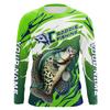 Crappie Fishing Long Sleeve T-shirt Men Green Fish Print Performance UPF Quick Dry Fishing Tops Clothing