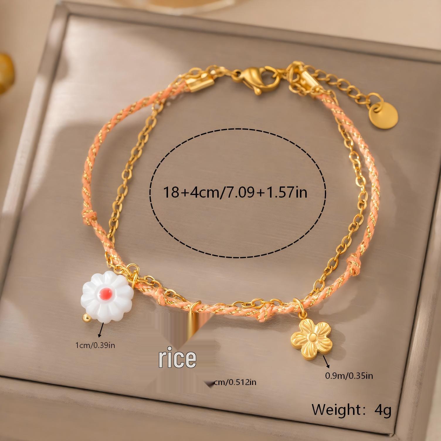 18K Gold-Plated Stainless Steel Women s Bracelet with Flower Pendant - Luxury European  American Style 18K