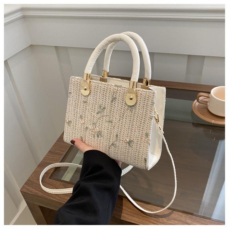 Straw Handheld Small Square Bag For Daily Casual Wear Street Style