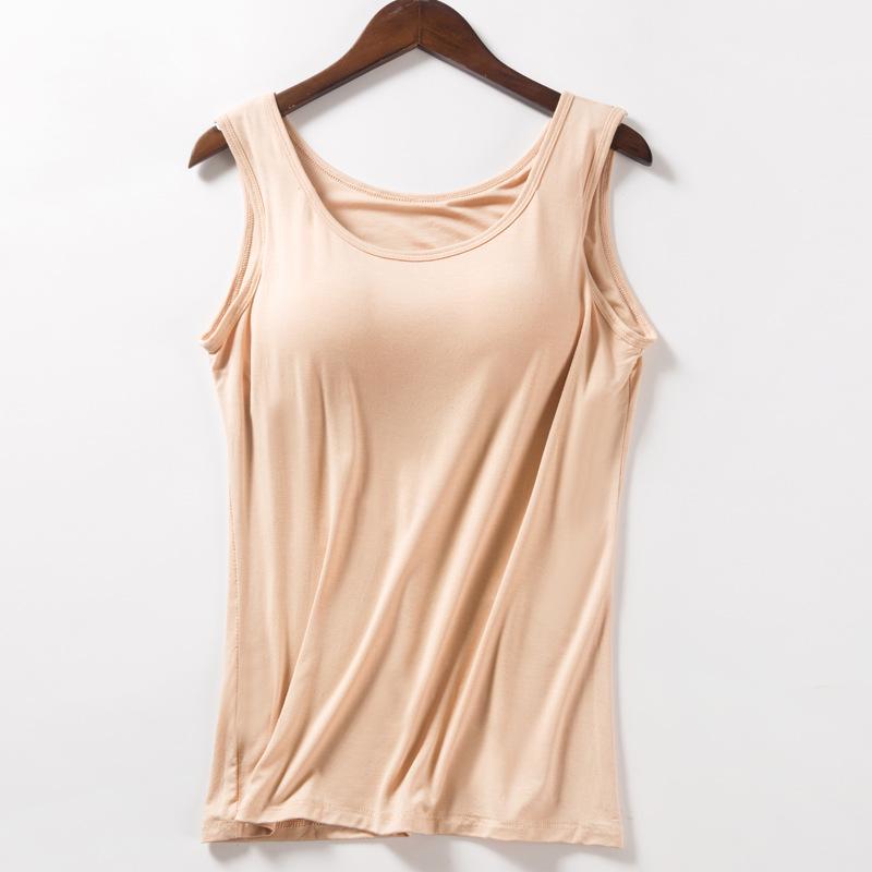 Modal met borstkussentje, bandjes, verbeterde cups all-in-one grote maat yoga ondershirt, damesvest.
