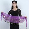 Available: Belly Dance Hip Scarf with 72/83/98/128 Coin Waist Chain - Gold, Three-Layer Design, Indian Style Waist Scarf.