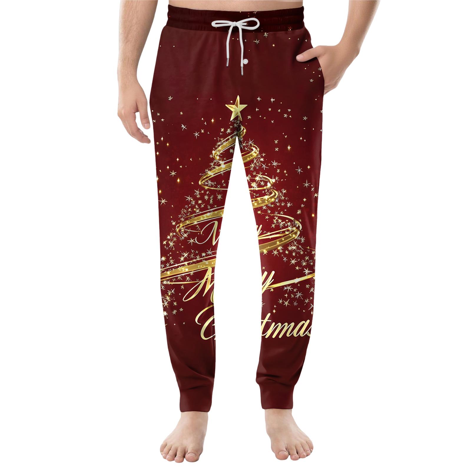 

Мужские повседневные брюки с карманами на кулиске и манжетами, домашние брюки для сна XXXL винный