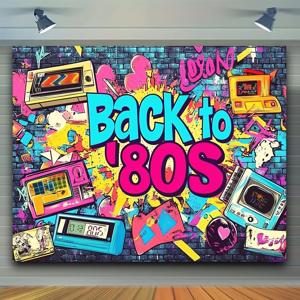1pc Back to the 80s Photography Background with Graffiti Music and Retro Party Decorations 100x150cm