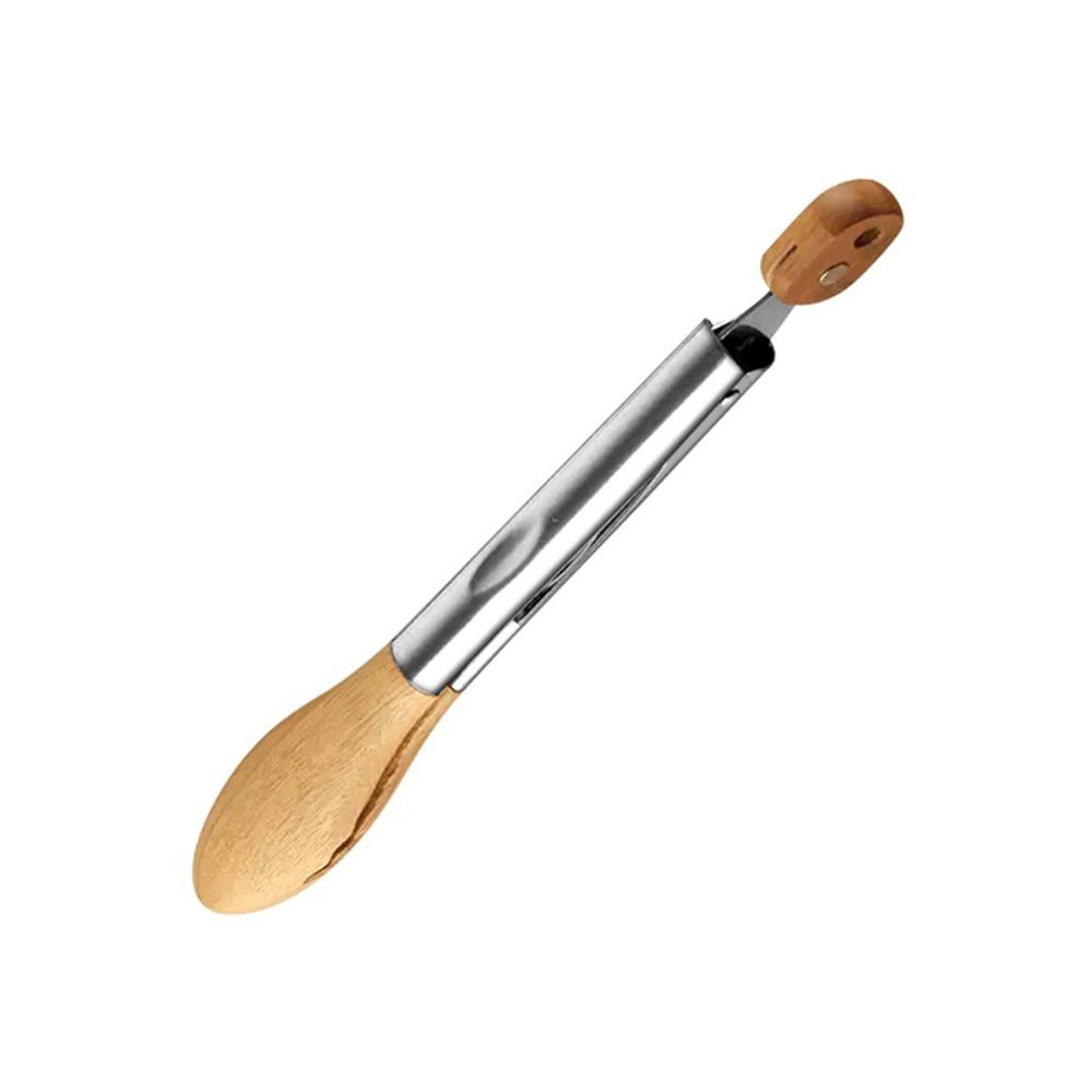 Wood Head Salad Bread Dessert Tong Stainless Steel Handle Food Clamp Barbecue Clips  Cooking
