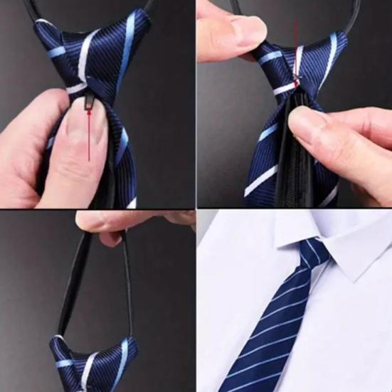 Men Tie with Zipper Design Multiple Patterns Colors Adjustable Length Tie Business Weddings Parties Formal Tie