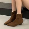 Fashion Fashion Low Heel Women Ankle Modern Boots With Zippers Shoes Pointed Toe Elegant Ladies Short Boots Female Pumps Shoes Lady
