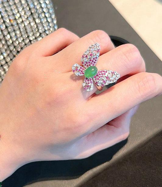 Brazilian Chalcedony Rouge Ruby Butterfly Bracelet, Antique, 18K Gold-Plated, Lady Zircon Butterfly Necklace.