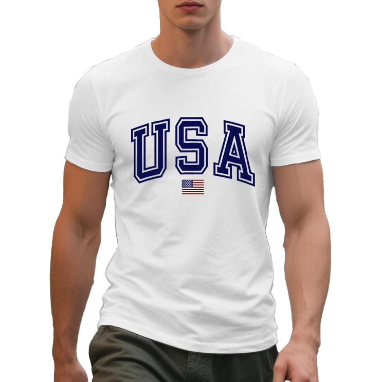 Mens USA Shirt American Flag T-Shirt 4th of July Patriotic Short Sleeve Tee