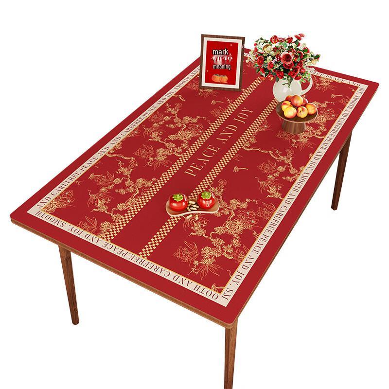 Festive Red Waterproof Tablecloth