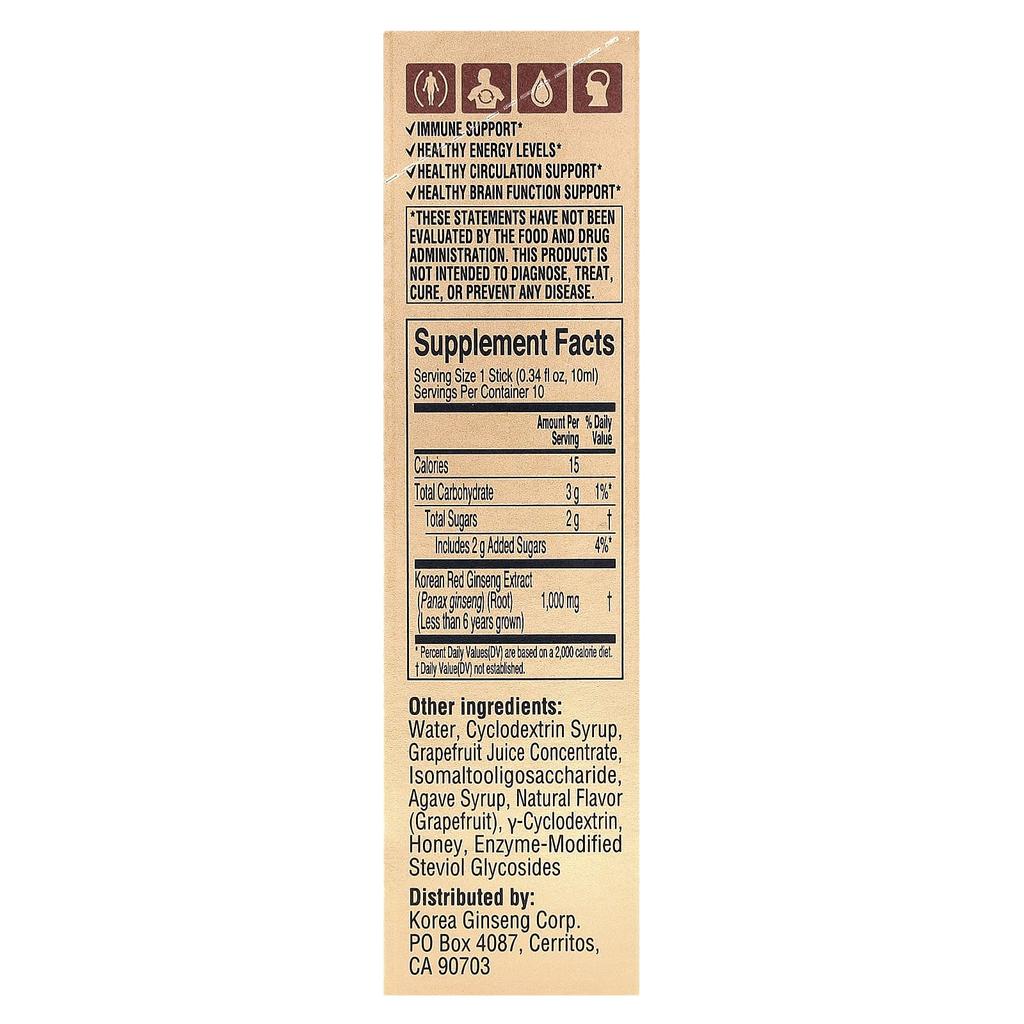 Korean Red Ginseng Extract, Everytime, Grapefruit, 10 Count, 10 mL (0.34 Fl Oz) Each