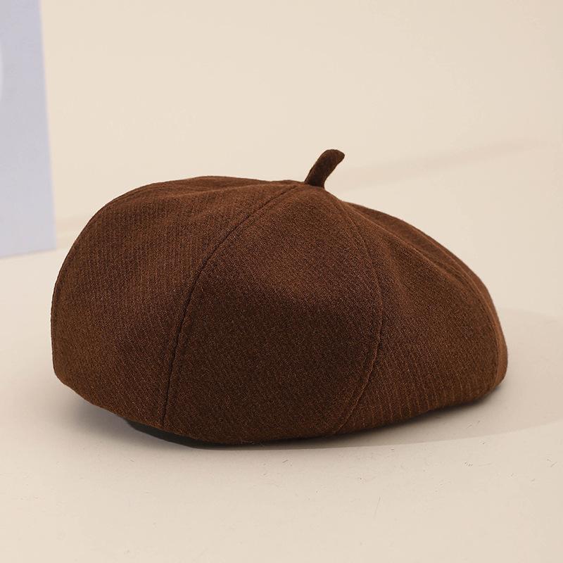 Autumn Winter Women'S Beret Hat Solid Color Korean Style Painter Cap Fashion Casual All-Match Headwear Accessories New
