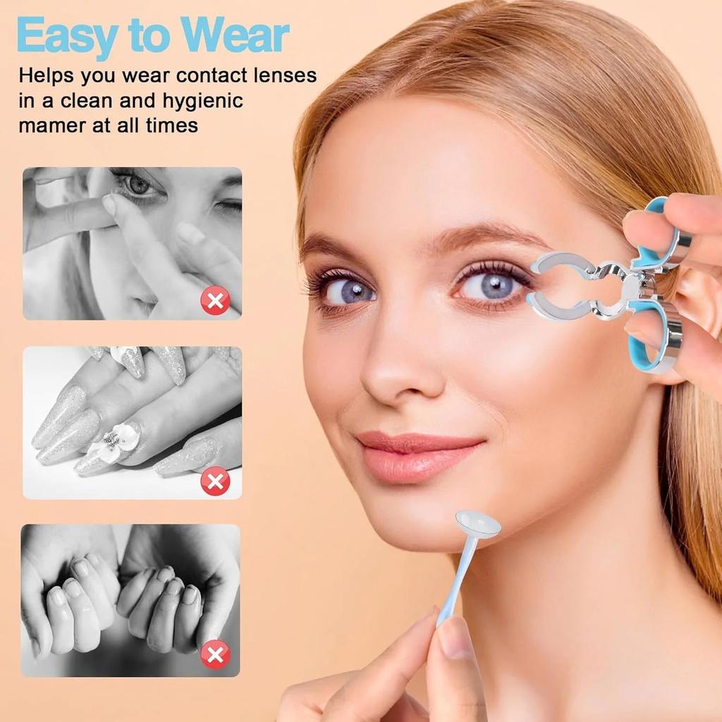 Farbige Kontaktlinsen Tragehilfen, Kontaktlinsen Augenlidspreizer, Pinzette zum Entfernen von Kontaktlinsen, Kontaktlinsen Augenlid-Einsetzwerkzeug für neue Benutzer