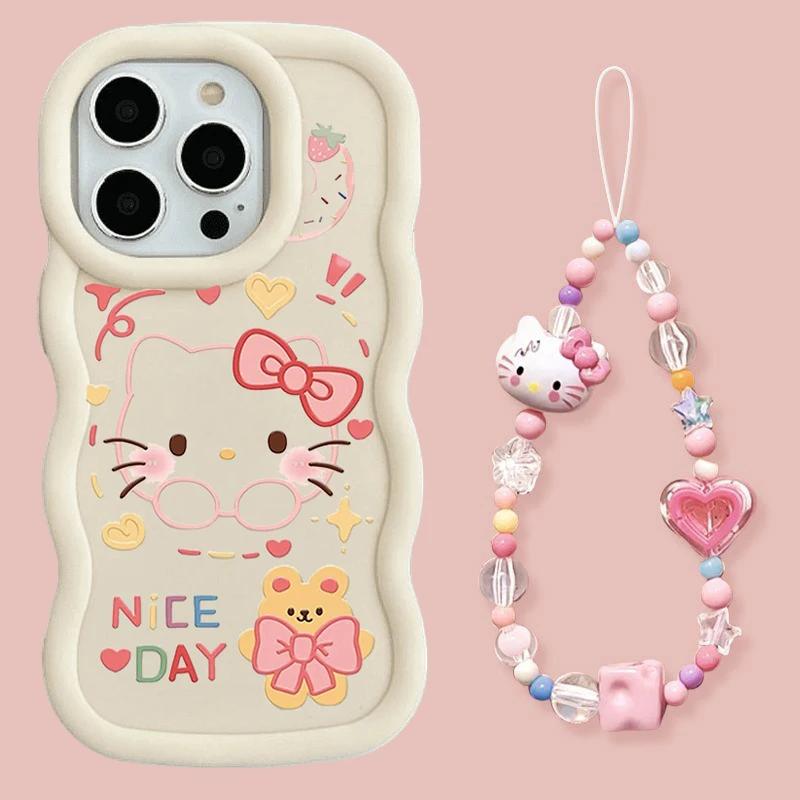 Pink Cute Hello Kitty Cat Chain Casing For OPPO Realme C85 Pro 15 14 Pro C75 C67 C63 C55 C35 C53 C65 C51 C61 5G INS Cartoon Case