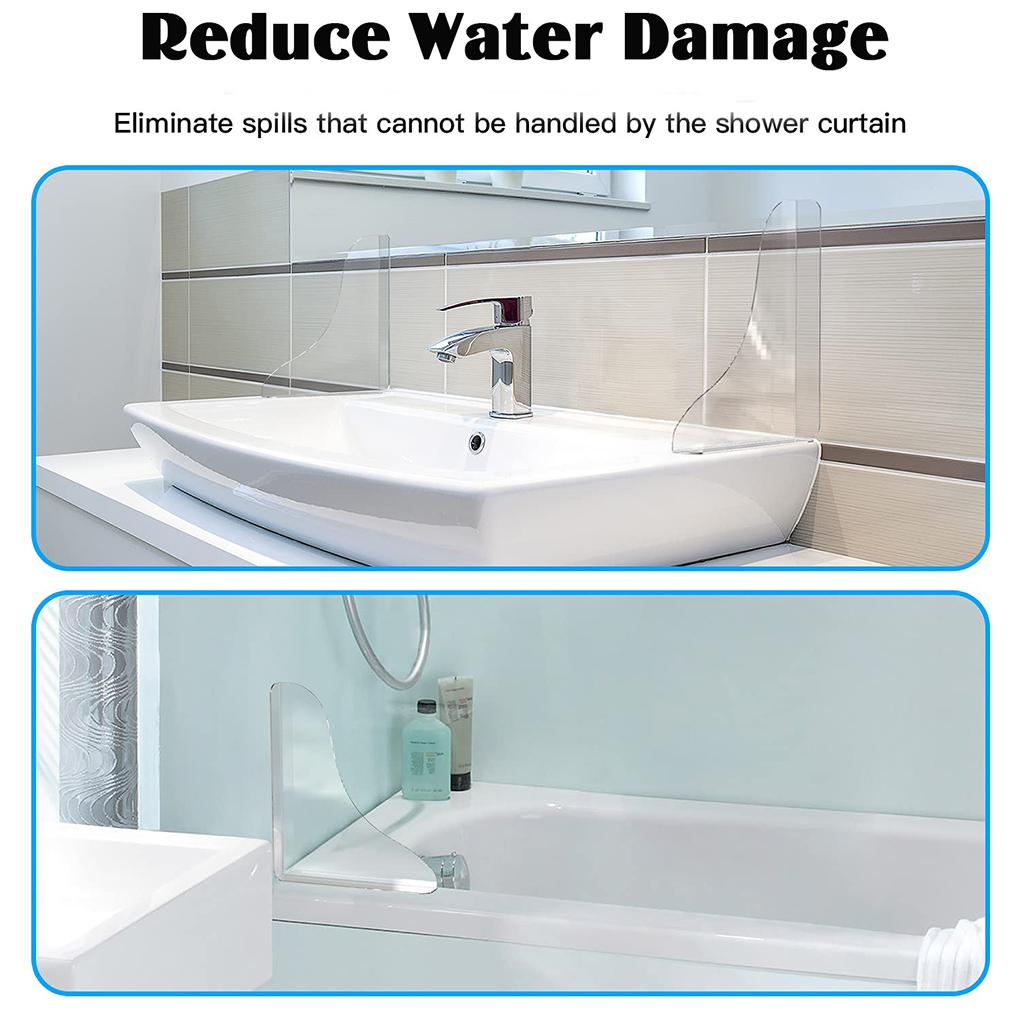 2PCS/SET Self- Adhesive Shower Splash Guard Acrylic Transparent Bathtub Water Guards Easy to Install Wash Basin Water Blocking