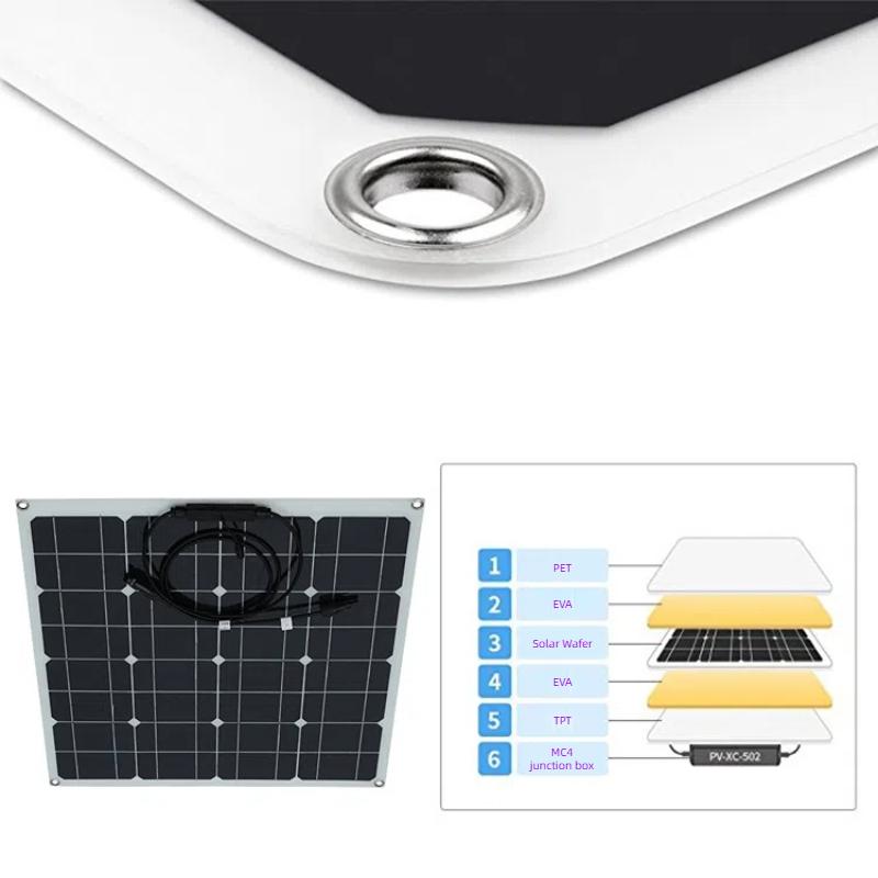 Venkovní monokrystalický 50W poloflexibilní solární panel Panel pro výrobu solární energie Fotovoltaický modul