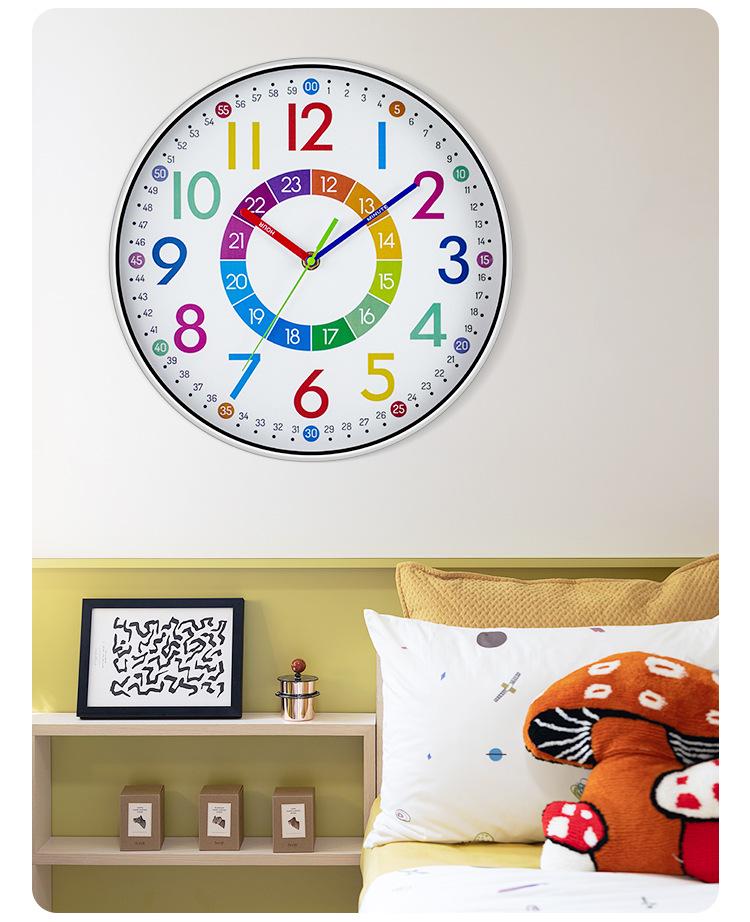 12" Colorful Cartoon Wall Clock - Creative Silver Frame for Living Room, Study, or Kids' Room