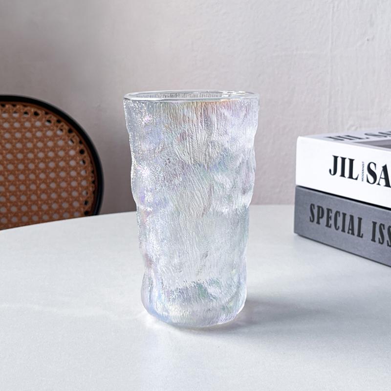 Conjunto de 2 peças 13 oz 380ml Estilo Nórdico Colorido Padrão Glaciar Copo de Vidro Fosco Copo de Cocktail Xícaras de Café Caneca para Bebidas Copo de Vinho