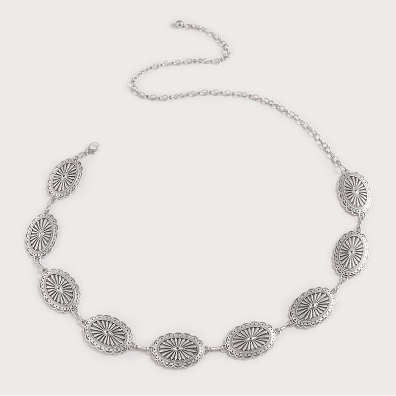 Decoration Hollow Metal Waist Chain With Carved Details Women Accessory Fashion