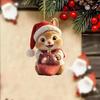 Yousheng Acrylic Squirrel Ornament with Santa Hat 2D Christmas Tree Decoration Festive Hanging Decor for Car Home