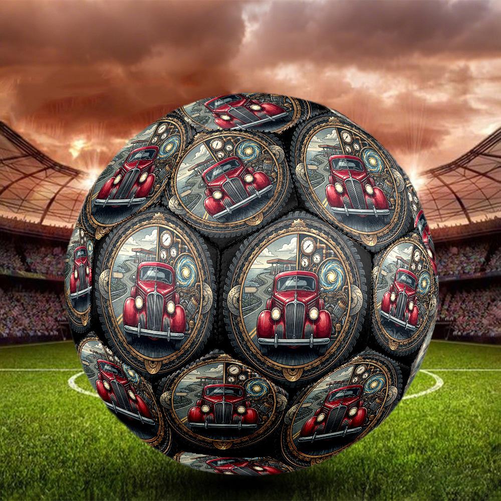 Steampunk Road Trip Round Football Size 5 Adult Ball Suitable for Training Matches and Outdoor Team.