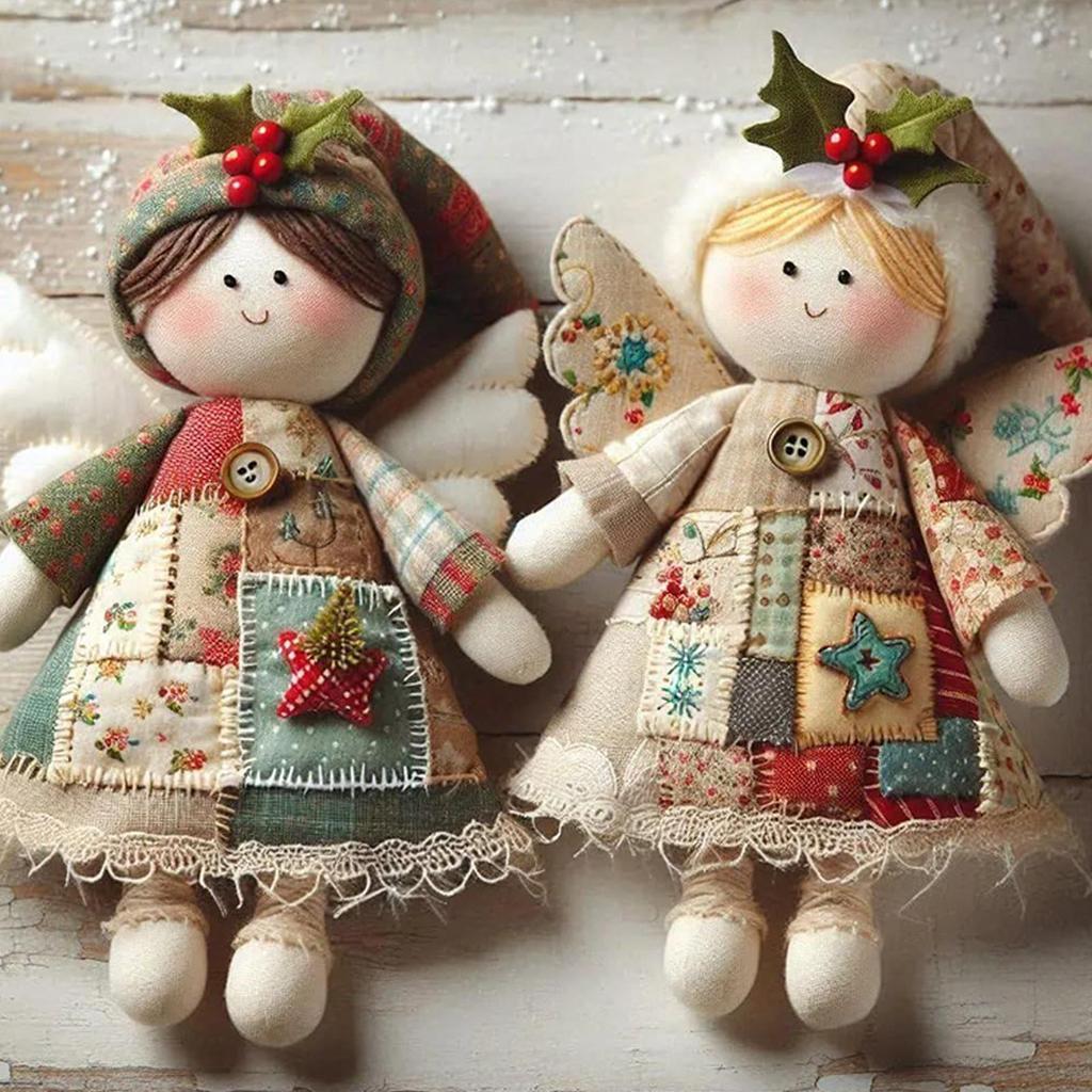 Kids Christmas Craft Kit Vintage Rustic Cute Decor Soft Doll Decoration Sewing Kit for Adults Girls Beginner Handicraft Lovers