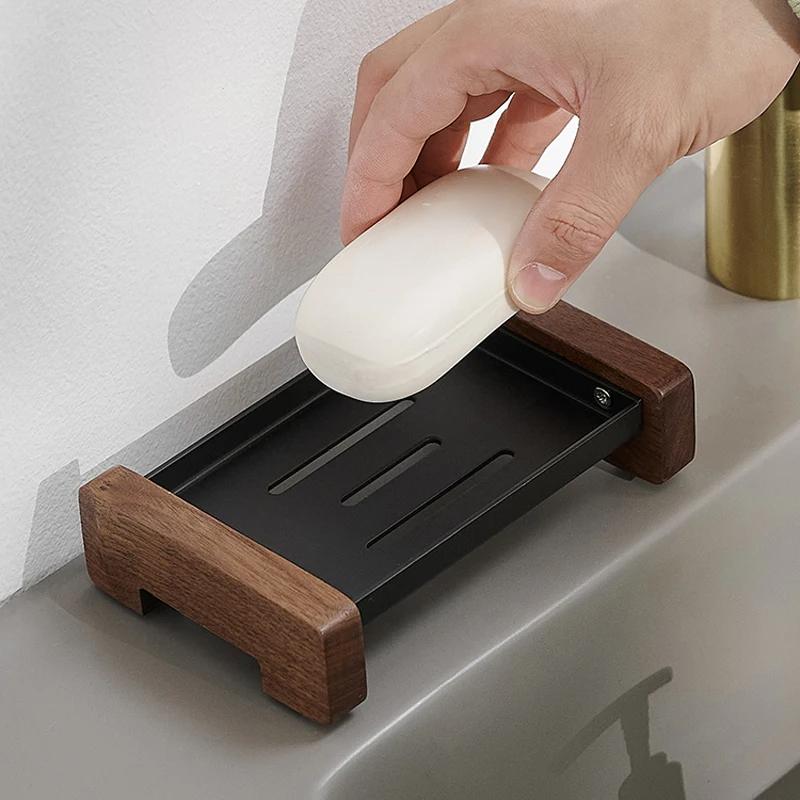 Natural Soap Dishes TrayHolder  Soap Rack Plate Box Container Portable Black/White Bathroom Soap Dish Soap Place Cute Soap Dish