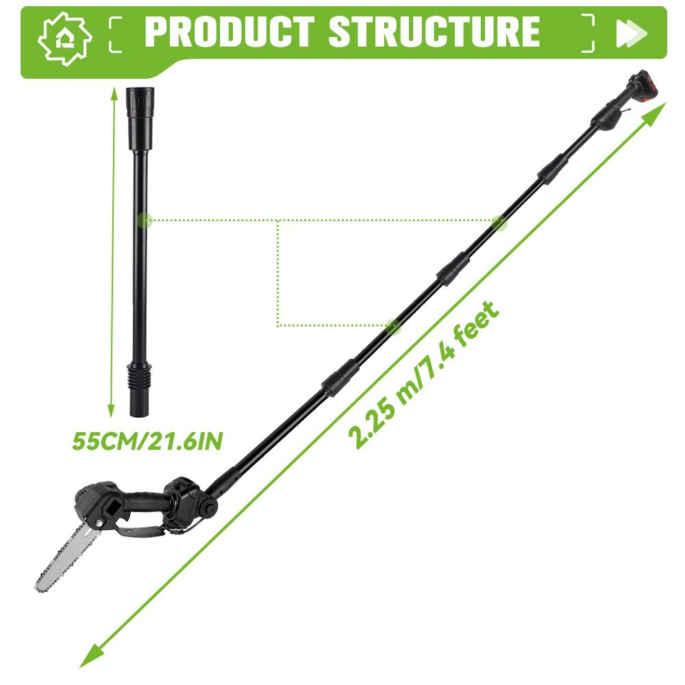 3500W 2.25m Cordless Electric High Branch Saw Telescoping Chainsaw Pruner Home Garden Pruning Tool For Makita 18V Battery