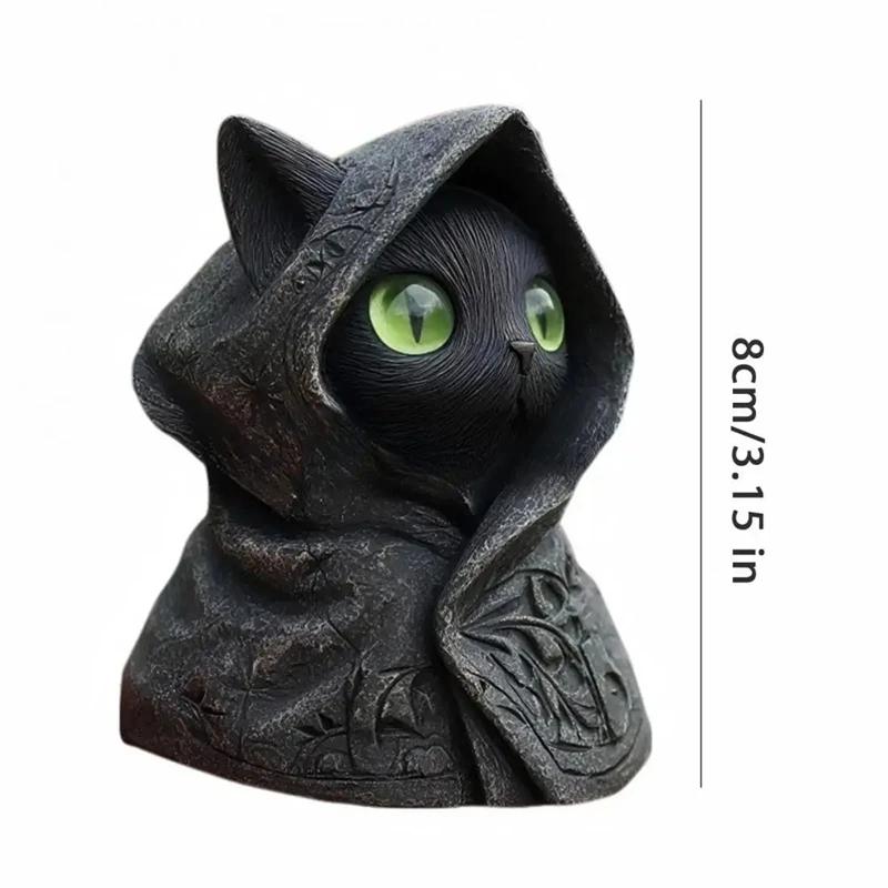 Handgefertigte Katzenfigur Schwarze Katze Figurenset für Halloween-Dekor Handgefertigte Harz Mini Katzen Skulpturen Geschenk für Liebhaber Tischplatte